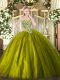 Excellent Floor Length Olive Green Quinceanera Dresses Tulle Sleeveless Beading