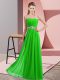 Fantastic Green Lace Up Strapless Beading Prom Dresses Chiffon Sleeveless