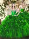 Glittering Green Sweetheart Lace Up Beading and Ruffles Sweet 16 Dress Sleeveless