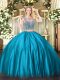 Free and Easy Satin Sleeveless Floor Length Quinceanera Dress and Beading