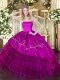 Strapless Sleeveless Organza and Taffeta 15 Quinceanera Dress Embroidery and Ruffled Layers Zipper