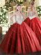 Vintage Floor Length Ball Gowns Sleeveless Red 15th Birthday Dress Zipper