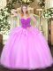New Style Baby Pink Organza Lace Up Quinceanera Dress Sleeveless Floor Length Beading