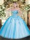 Ball Gowns Quinceanera Gowns Baby Blue Sweetheart Tulle Sleeveless Floor Length Lace Up