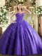 Sleeveless Lace Up Floor Length Appliques and Embroidery 15th Birthday Dress