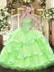Shining Appliques and Ruffled Layers 15 Quinceanera Dress Lace Up Sleeveless Floor Length