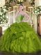 Olive Green Sweetheart Neckline Beading and Ruffles 15 Quinceanera Dress Sleeveless Lace Up