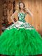 On Sale Ball Gowns Quinceanera Gowns Green Sweetheart Satin and Organza Sleeveless Floor Length Lace Up