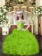 Organza Lace Up Straps Sleeveless Floor Length Little Girls Pageant Gowns Beading and Ruffles