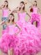 Sophisticated Sweetheart Sleeveless Organza 15th Birthday Dress Beading and Ruffles Lace Up