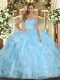 Flirting Sleeveless Ruffles Lace Up Quinceanera Gown