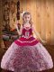Gorgeous Fabric With Rolling Flowers Sleeveless Floor Length Little Girls Pageant Gowns and Embroidery and Ruffles
