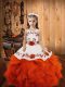 Sweet Orange Red Child Pageant Dress Sweet 16 and Quinceanera with Embroidery and Ruffles Straps Sleeveless Lace Up