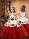 Fancy Red Zipper Child Pageant Dress Embroidery Sleeveless Floor Length