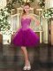 Fuchsia Evening Dress Prom and Party with Beading and Ruffles Sweetheart Sleeveless Lace Up