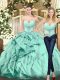 Cute Apple Green Ball Gowns Sweetheart Sleeveless Organza Floor Length Lace Up Beading and Ruffles 15th Birthday Dress