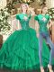 Ideal Green Ball Gowns Beading and Ruffles Sweet 16 Quinceanera Dress Lace Up Tulle Sleeveless Floor Length