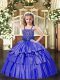 Straps Sleeveless Organza Little Girl Pageant Dress Beading and Ruffled Layers Lace Up