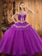 Exceptional Purple Sleeveless Embroidery Floor Length Sweet 16 Quinceanera Dress