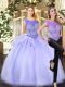 Beauteous Lavender Sweet 16 Dress Military Ball and Sweet 16 and Quinceanera with Beading Scoop Sleeveless Zipper