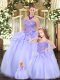 Fashionable Lavender Sleeveless Floor Length Beading Lace Up 15 Quinceanera Dress