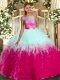 Fashionable Multi-color Backless Scoop Ruffles Sweet 16 Dresses Organza Sleeveless