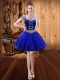 Free and Easy Royal Blue Off The Shoulder Neckline Embroidery Sleeveless Lace Up