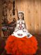 Sleeveless Organza Floor Length Lace Up Child Pageant Dress in Orange Red with Embroidery