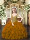 Popular Brown V-neck Lace Up Beading and Ruffles Pageant Dress for Teens Sleeveless