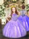 Lavender Zipper Girls Pageant Dresses Beading and Ruffles Sleeveless Floor Length