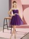 Beading Prom Dress Purple Lace Up Cap Sleeves Mini Length