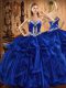 Organza Sweetheart Sleeveless Lace Up Embroidery and Ruffles Quinceanera Dresses in Royal Blue