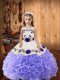 Cheap Sleeveless Lace Up Floor Length Embroidery and Ruffles Little Girls Pageant Dress