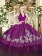 Traditional Taffeta Sleeveless Floor Length Quinceanera Gown and Appliques