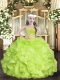 Custom Made Ball Gowns Girls Pageant Dresses Yellow Green Straps Organza Sleeveless Floor Length Lace Up