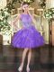 Beading and Ruffles Prom Gown Lavender Lace Up Sleeveless Mini Length