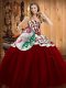 Exceptional Sweetheart Sleeveless Lace Up 15th Birthday Dress Wine Red Satin and Tulle