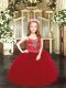 Floor Length Lace Up Child Pageant Dress Wine Red for Party and Quinceanera with Beading and Ruffles