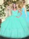 Apple Green Sleeveless Organza Zipper Quinceanera Gown for Military Ball and Sweet 16 and Quinceanera
