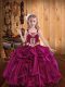 Discount Fuchsia Sleeveless Organza Lace Up Kids Formal Wear for Sweet 16 and Quinceanera