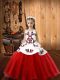 Perfect Organza Sleeveless Floor Length Kids Pageant Dress and Embroidery