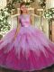 Hot Selling Multi-color Ball Gowns Scoop Sleeveless Organza Floor Length Backless Ruffles Sweet 16 Dress
