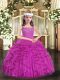 Superior Straps Sleeveless Tulle Little Girls Pageant Gowns Beading and Ruffles Lace Up