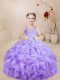 New Arrival Straps Sleeveless Organza Little Girl Pageant Dress Beading and Ruffles Lace Up