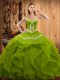 Superior Olive Green Quinceanera Gowns Military Ball and Sweet 16 and Quinceanera with Embroidery and Ruffles Sweetheart Sleeveless Lace Up