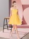 Hot Sale Gold Zipper Homecoming Dress Beading and Hand Made Flower Sleeveless Mini Length