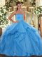 Charming Ball Gowns Sweet 16 Dress Baby Blue Sweetheart Tulle Sleeveless Floor Length Lace Up