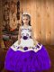 Amazing Eggplant Purple Ball Gowns Straps Sleeveless Organza Floor Length Lace Up Embroidery and Ruffles Pageant Gowns For Girls