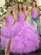 Colorful Ball Gowns Quinceanera Gowns Lilac Sweetheart Tulle Sleeveless Floor Length Lace Up