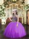 Eggplant Purple Lace Up Girls Pageant Dresses Beading Sleeveless Floor Length